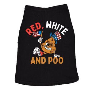 Red White And Poo Dog Shirt Funny Fourth Of July Tee For Dogs
